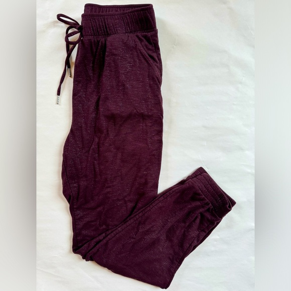 Express High Waisted Joggers EUC Purple Metallic Light Track Pants Sweat… - Picture 1 of 12